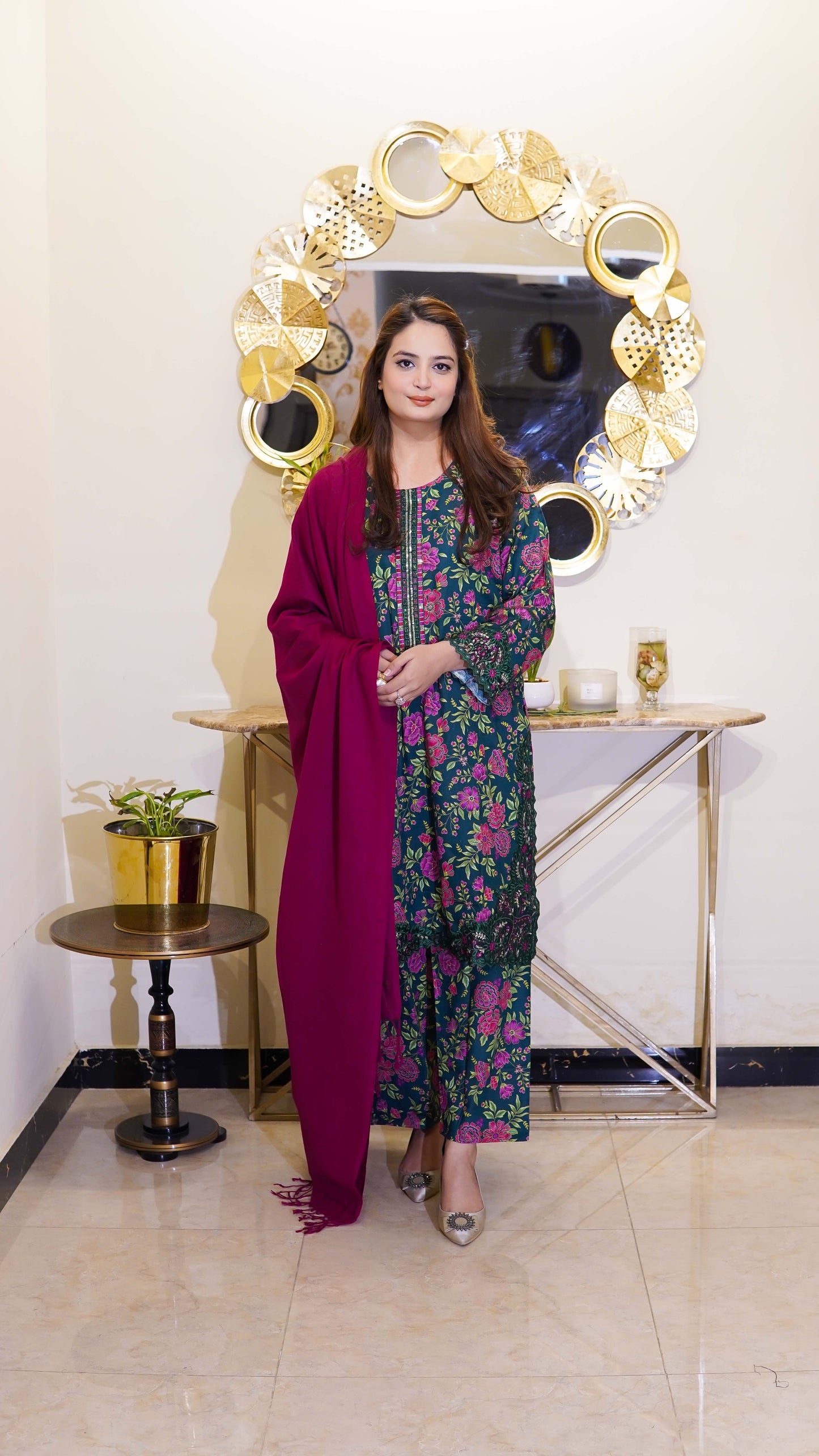 2-Piece Green Embroidered Khaddar Stitched Suit - Menaalpret