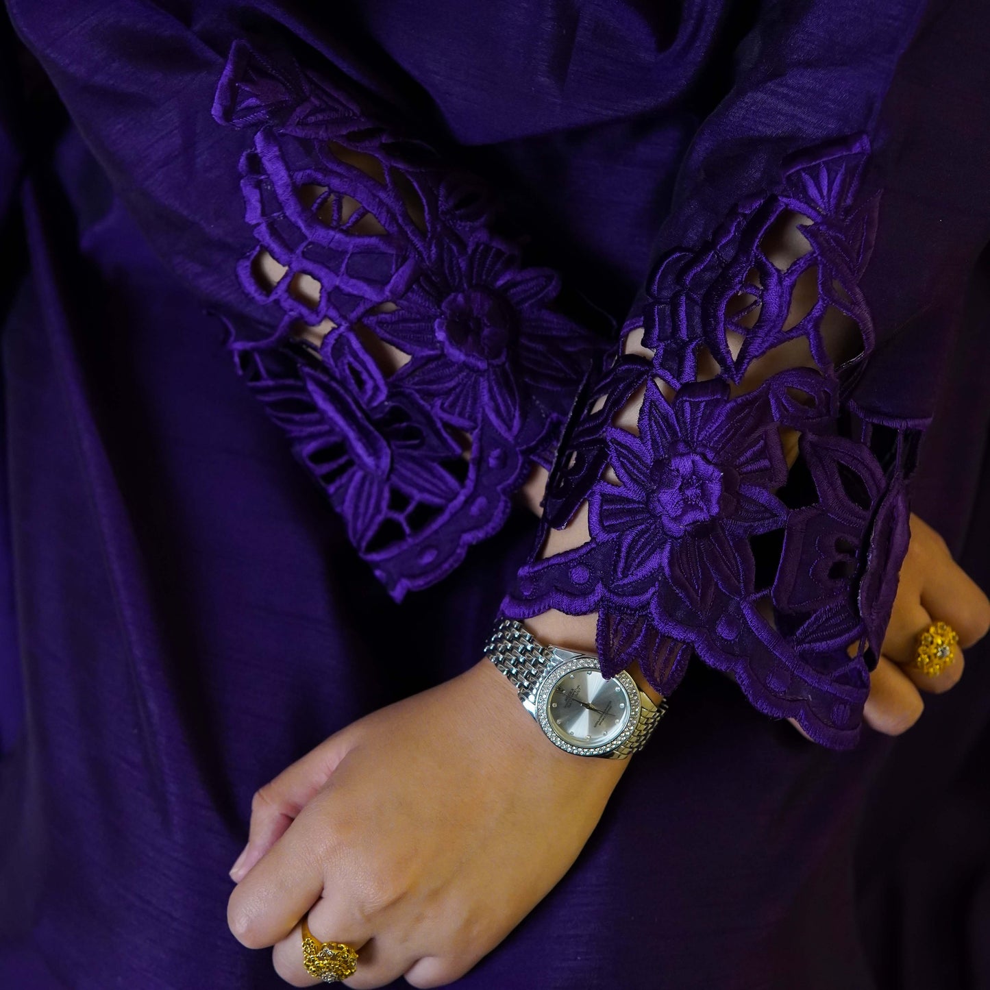 Purple Two-piece 3D Cutwork Design Stitched - Menaalpret
