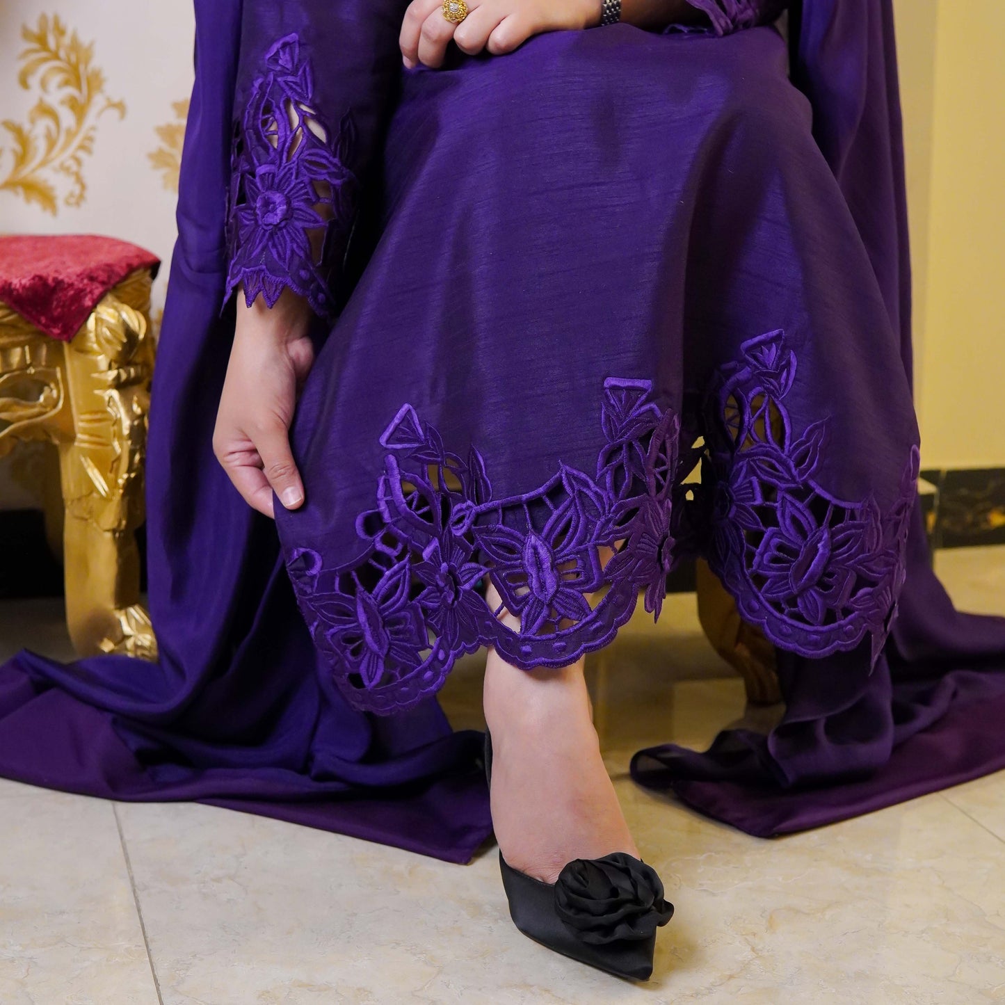 Purple Two-piece 3D Cutwork Design Stitched - Menaalpret