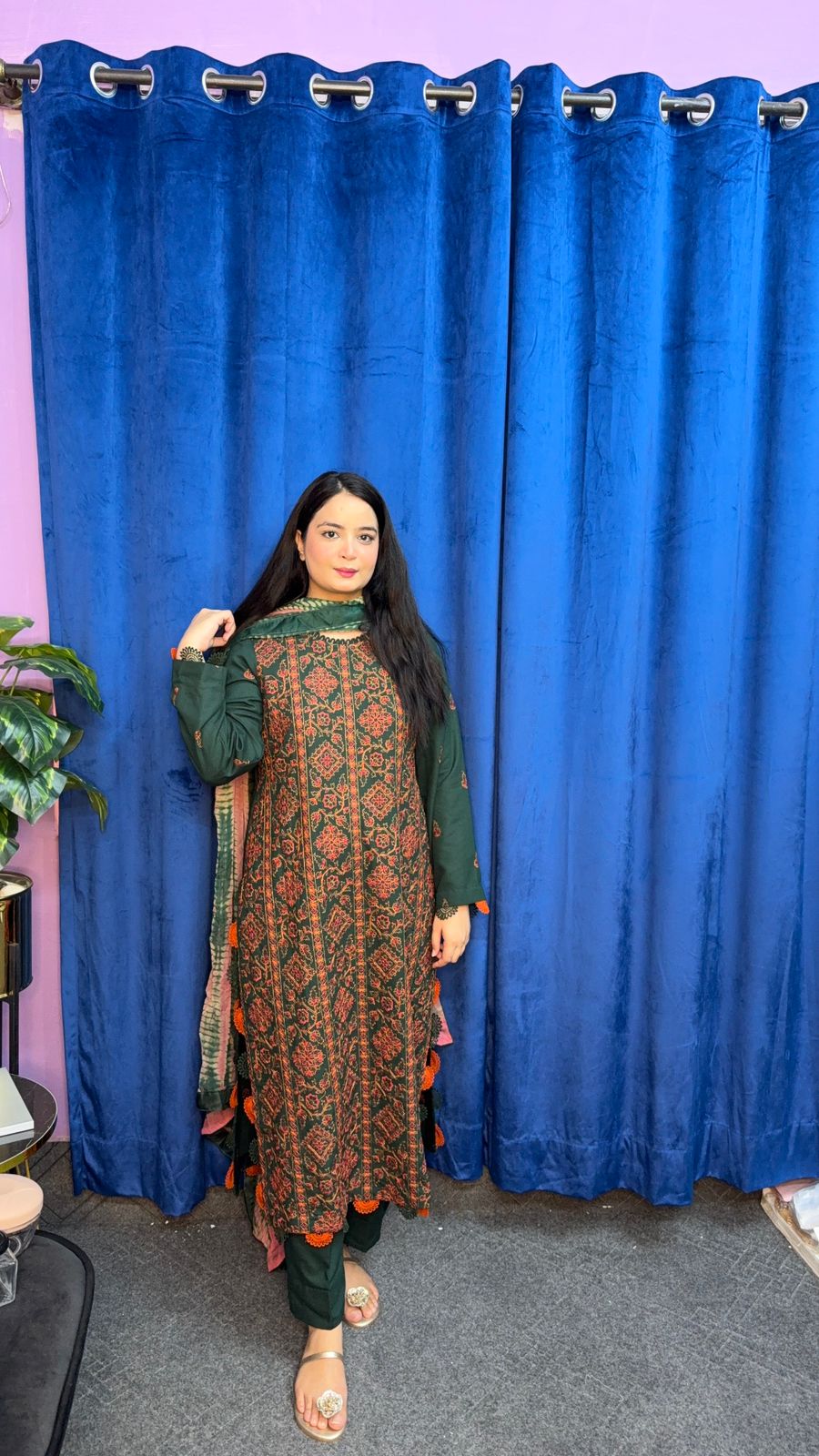 Emborided Karandi stiched two piece Dress