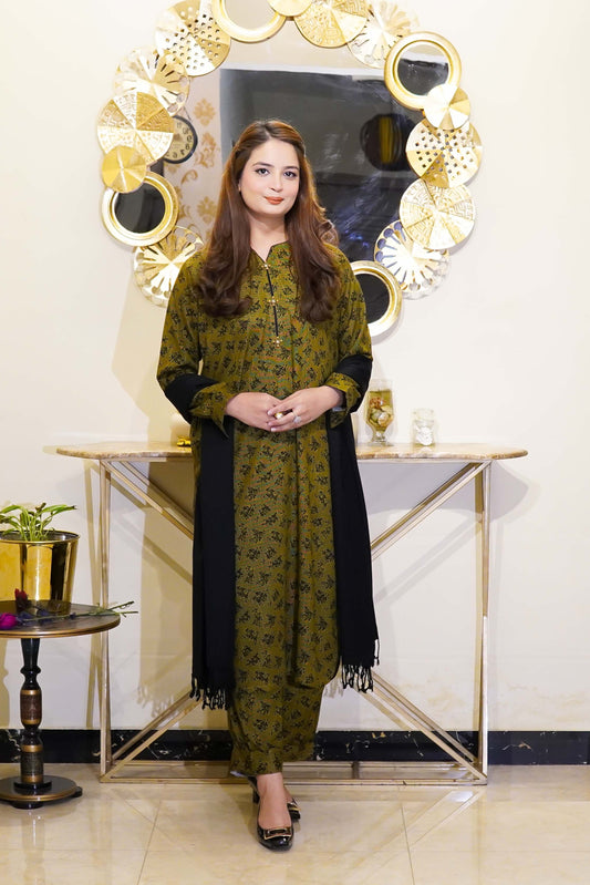 Mustrd & Black Printed Marina Two Piece Stitched Suit - Menaalpret