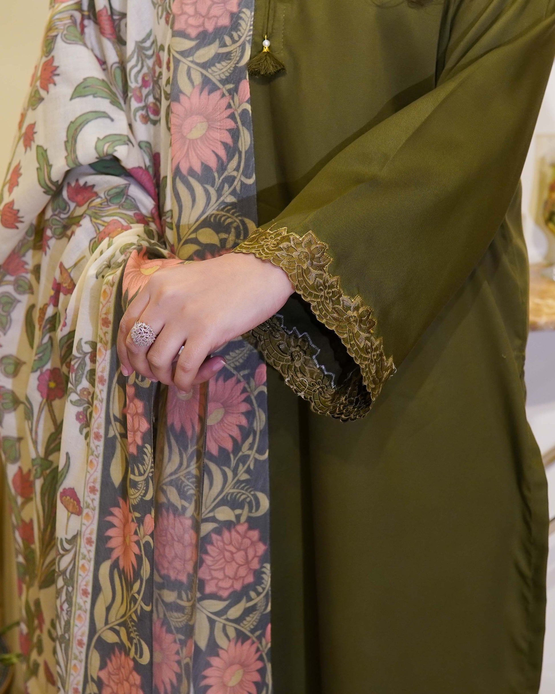 Mehndi Green Two Piece Solid Suit Stitched - Menaalpret