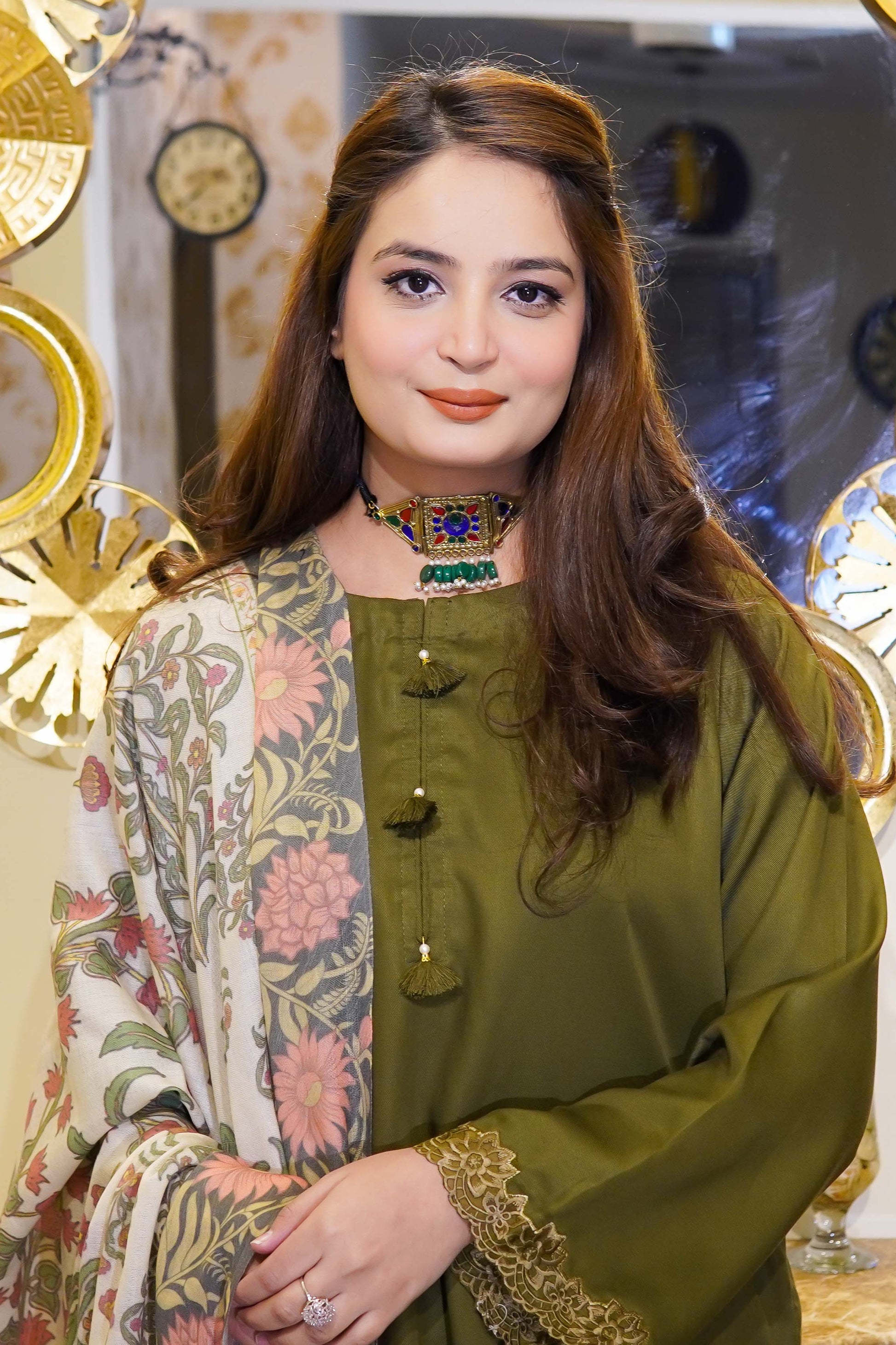 Mehndi Green Two Piece Solid Suit Stitched - Menaalpret
