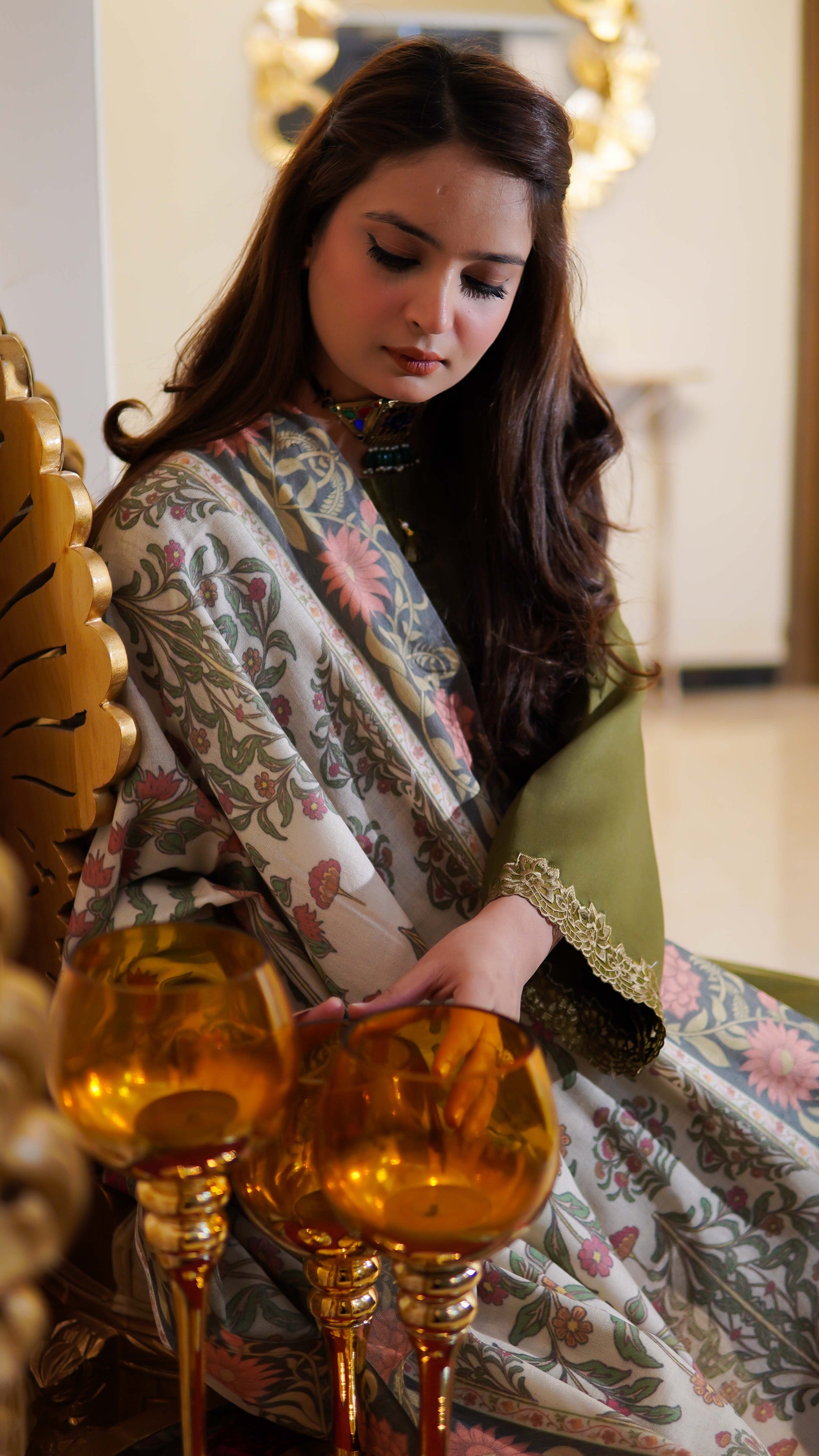 Mehndi Green Two Piece Solid Suit Stitched - Menaalpret