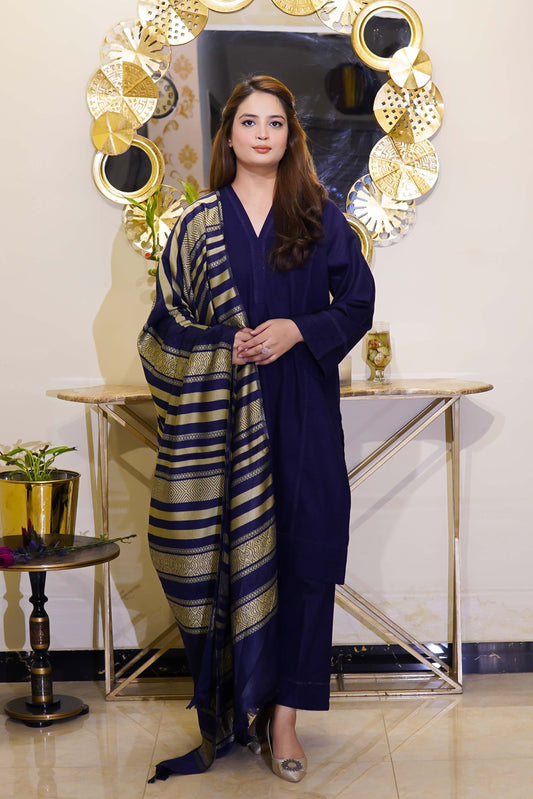 3-Piece Solid Khaddar Stitched Suit - Menaalpret