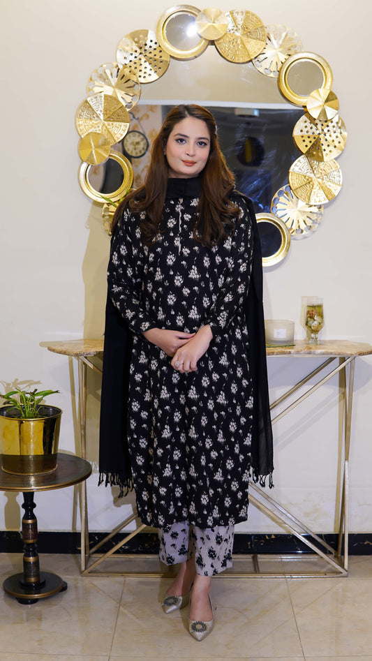 Black And Grey Printed Marina 2-Piece Stitched - Menaalpret