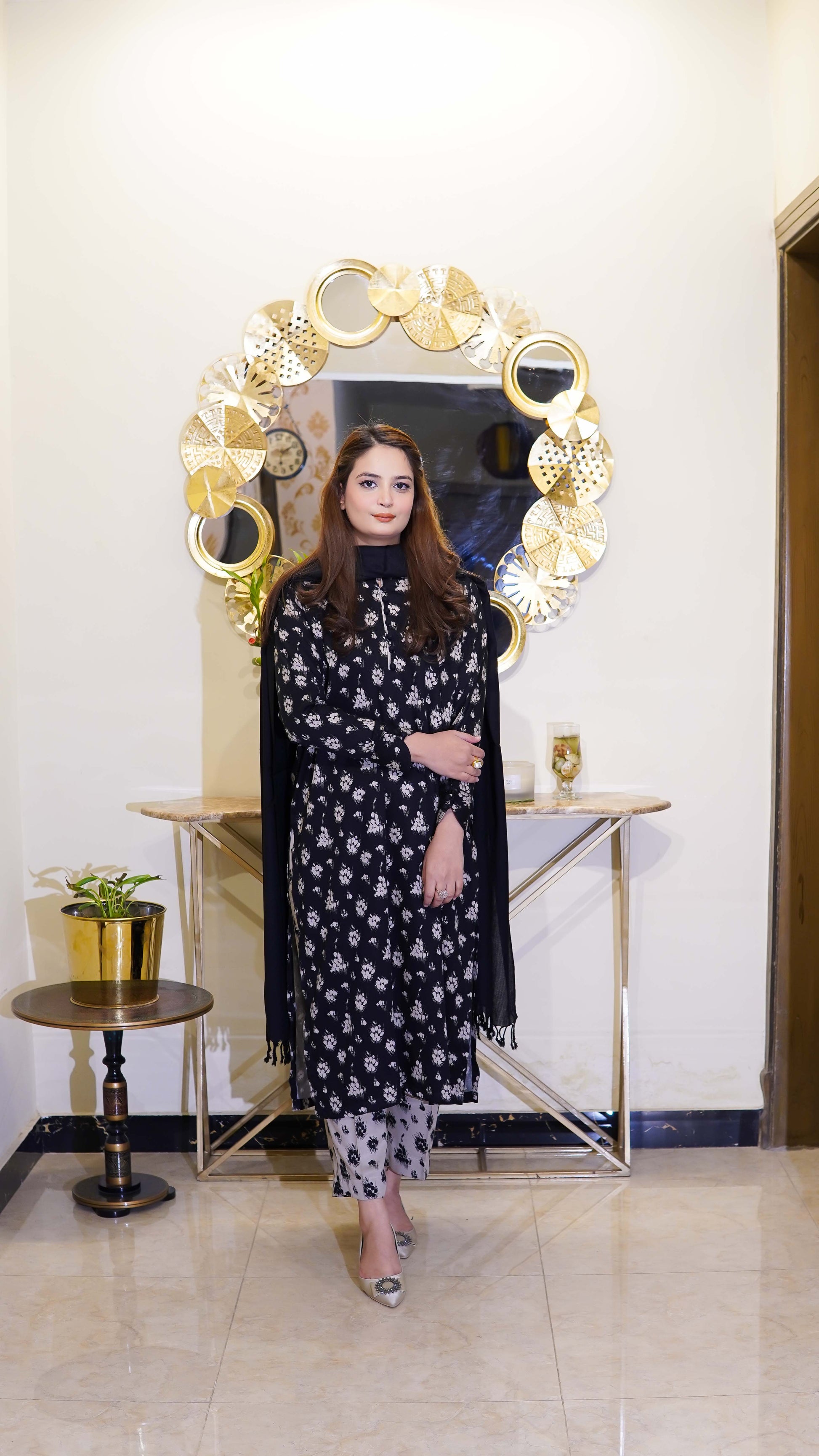 Black And Grey Printed Marina 2-Piece Stitched - Menaalpret