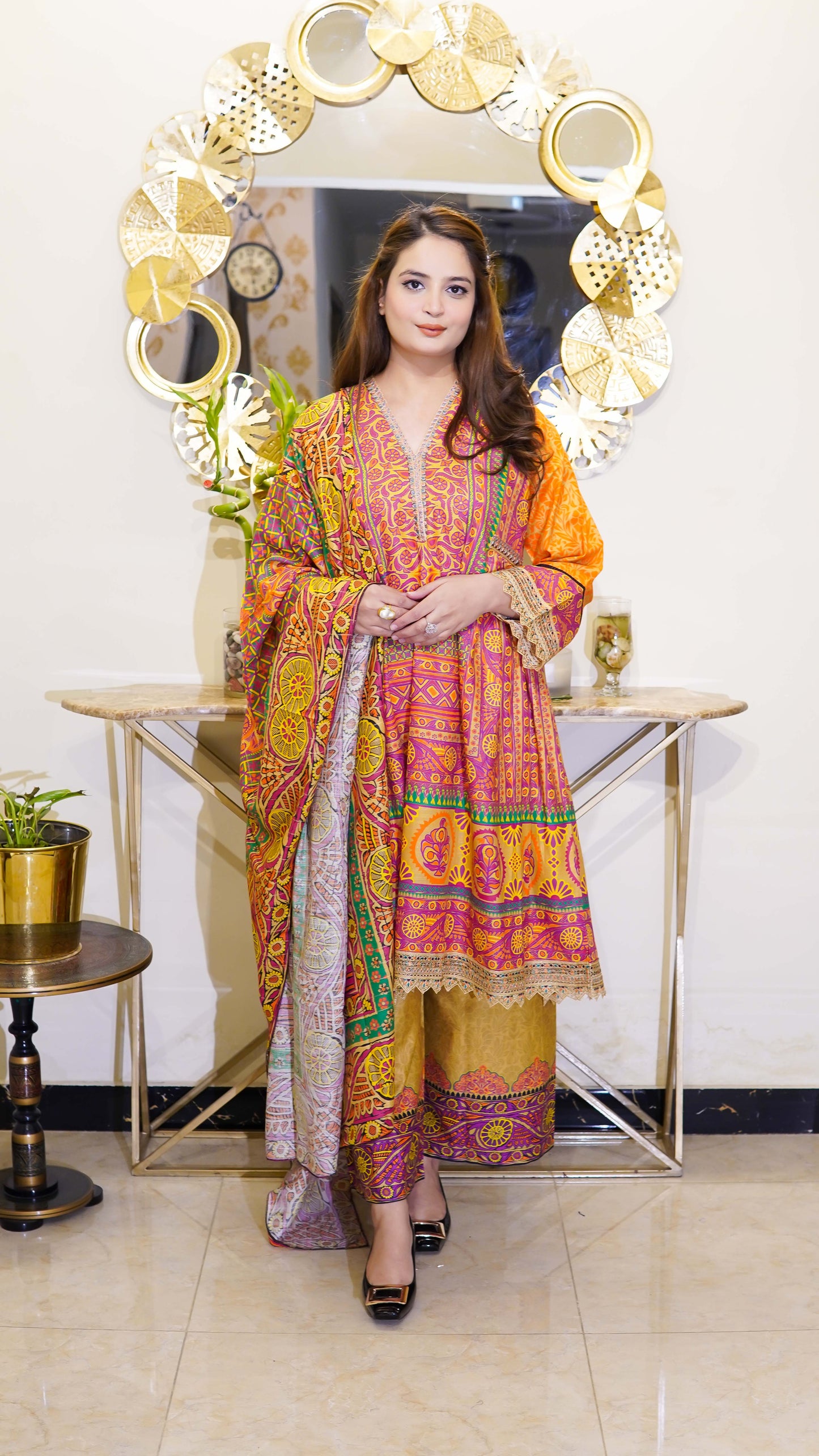 3-Piece Khaddar Embroided Stitched Frock - Menaalpret