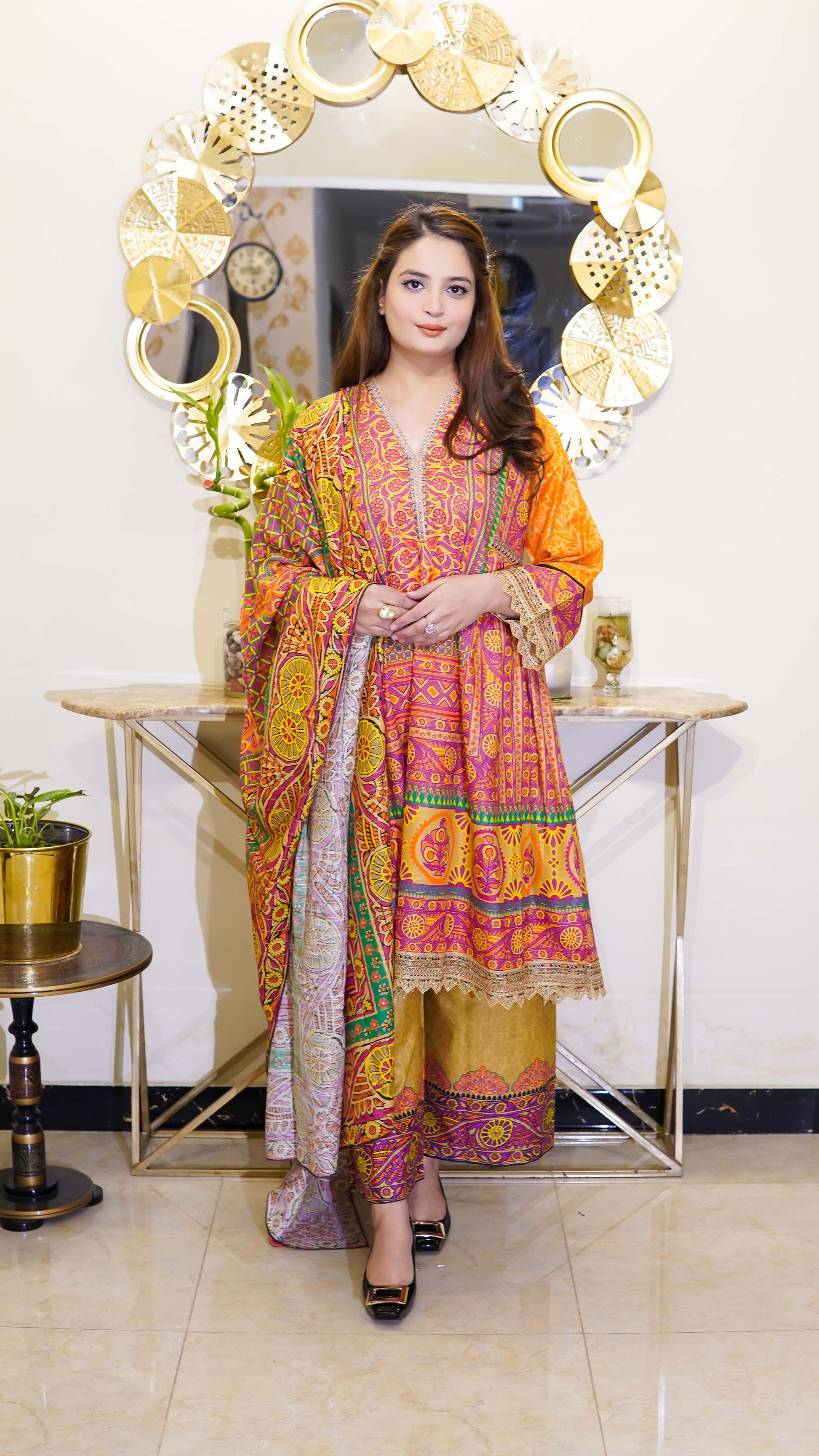 3-Piece Khaddar Embroided Stitched Frock - Menaalpret