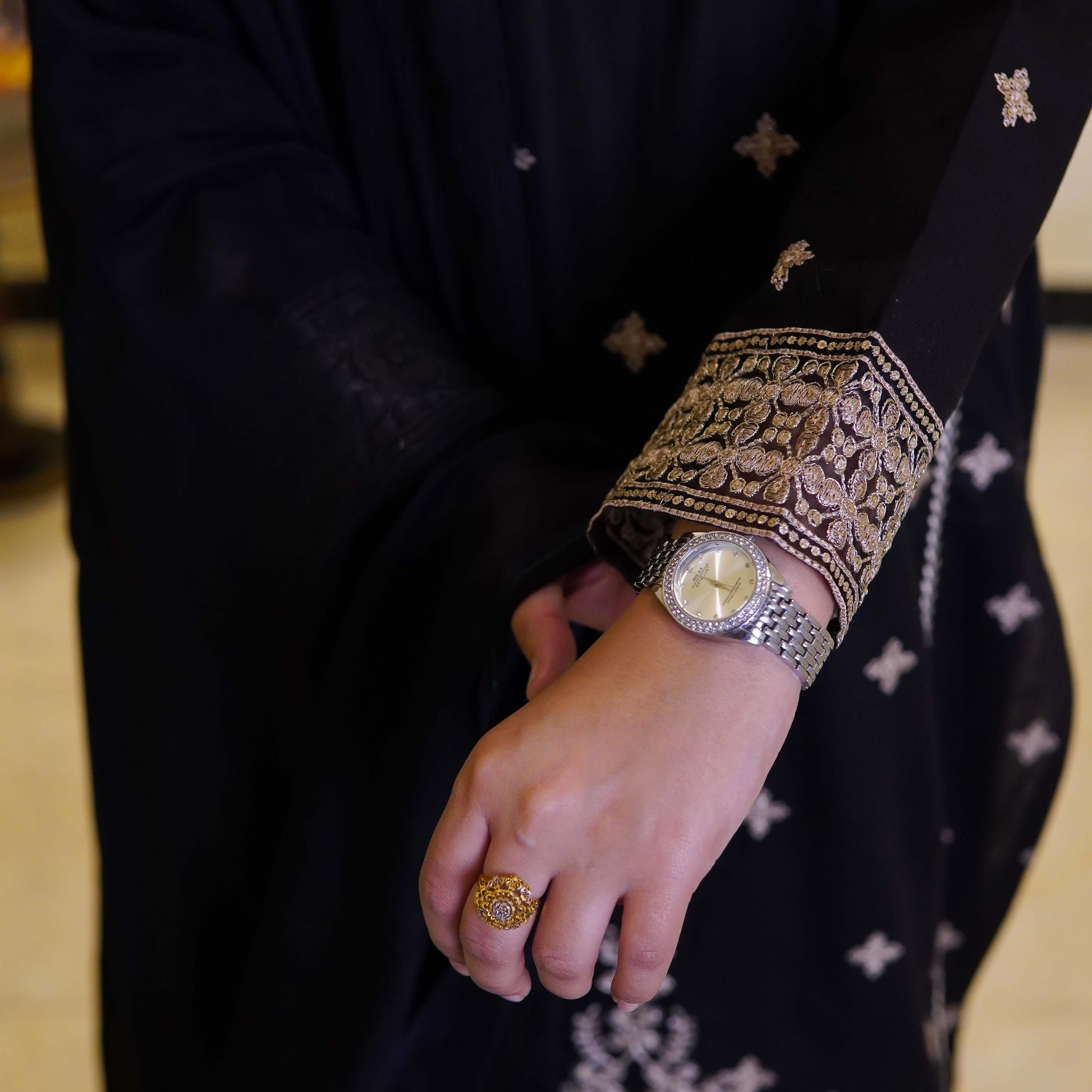 Balck Embroidered Two Piece Design Stitched - Menaalpret