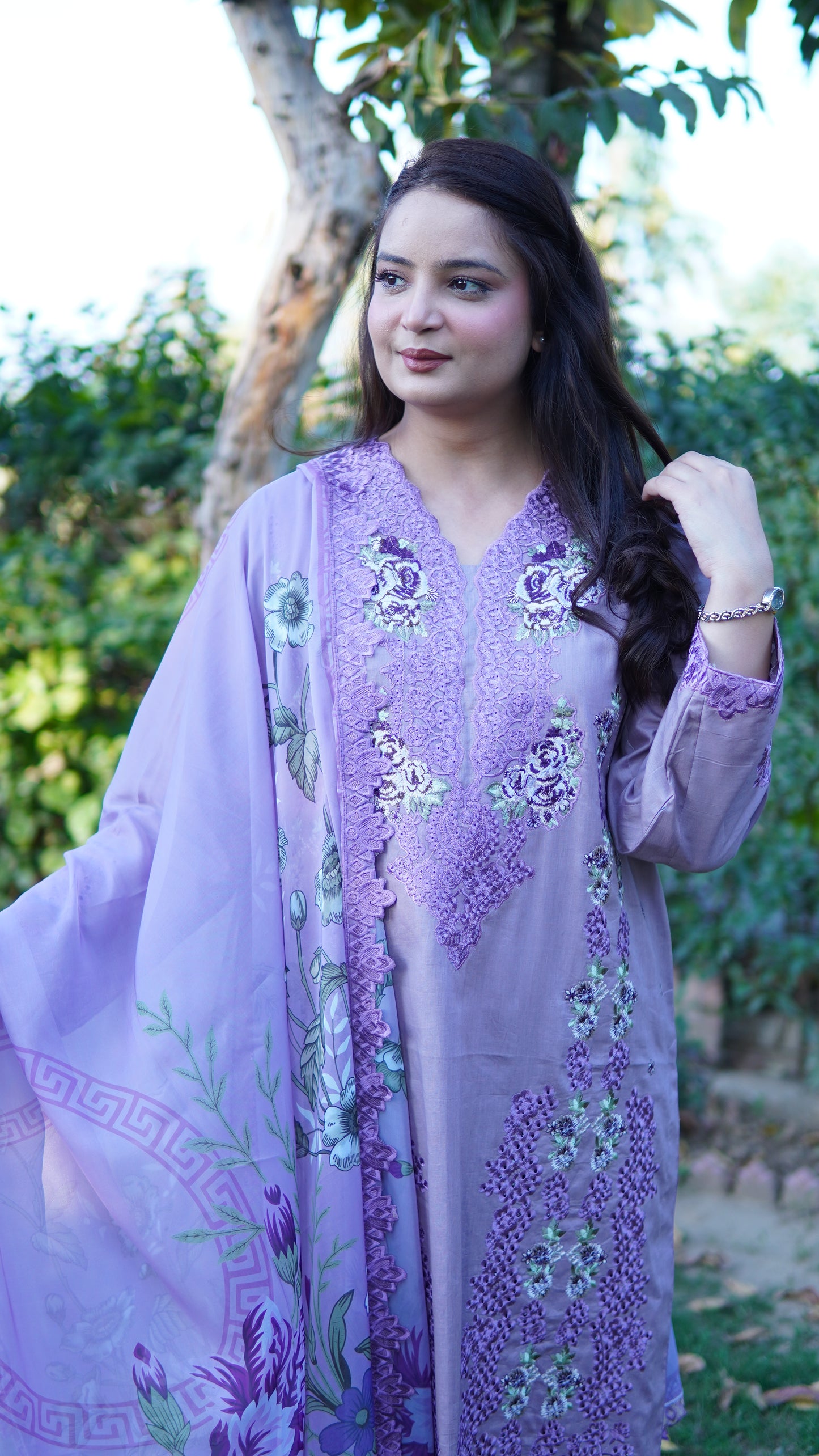 3 Piece Luxury Lavender Embroidered Stitched Suit - Menaalpret