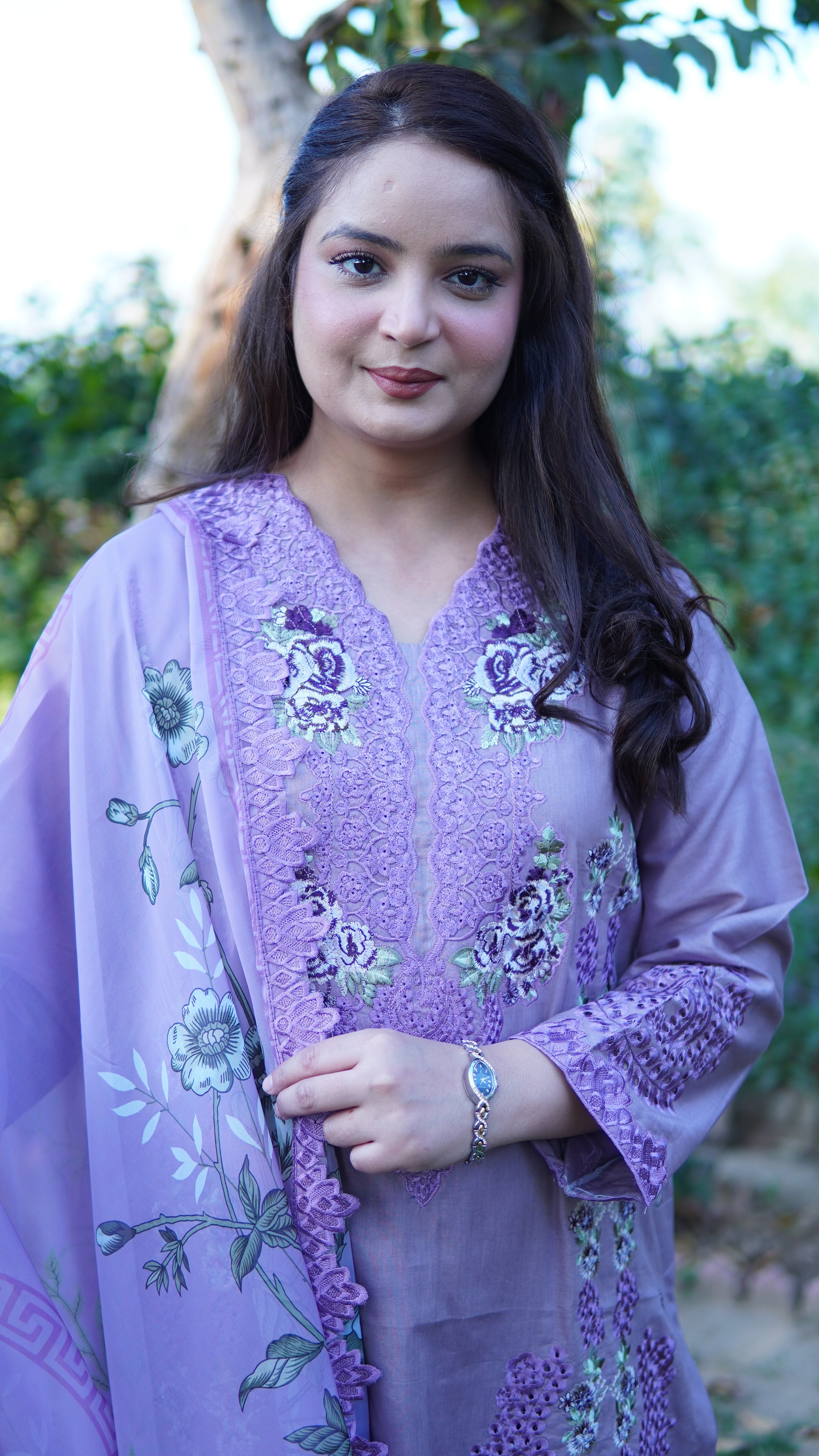 3 Piece Luxury Lavender Embroidered Stitched Suit - Menaalpret