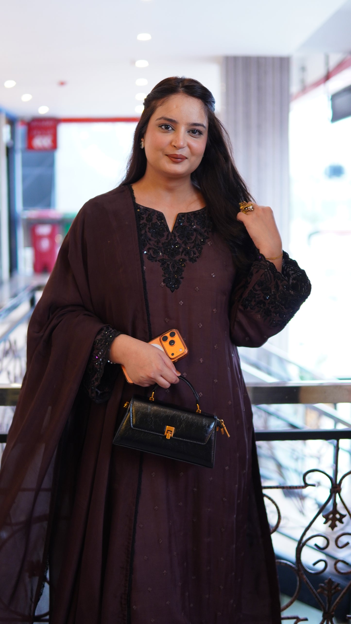 Luxury Raw Silk Handwork 3 Piece Stitched Long Kaftan Style Suit For Women - Menaalpret
