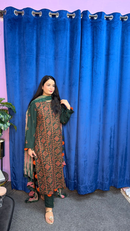 Emborided Karandi stiched two piece Dress